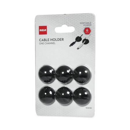 Rca One Channel Cable Holder, 1" x 1", Black, PK6, 6PK RCCM1BKV